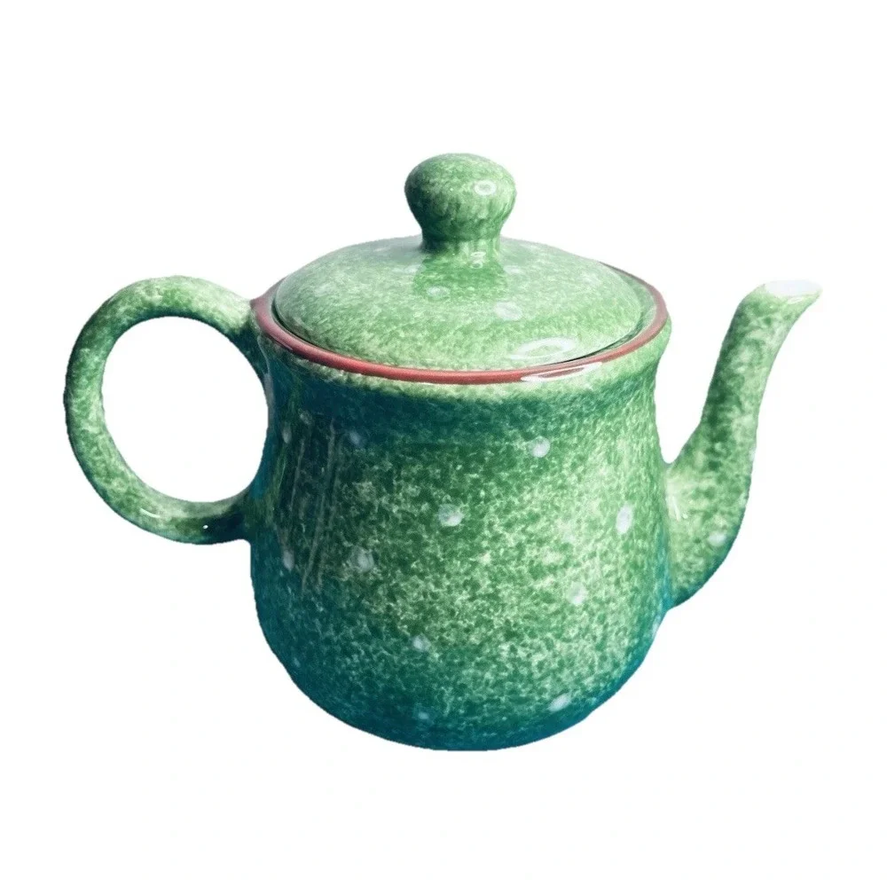 Vintage The Cellar Macy's Log Cabin Hand Painted Teapot CHRISTMAS